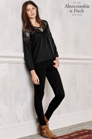 Black Abercrombie & Fitch Lace Swing Top